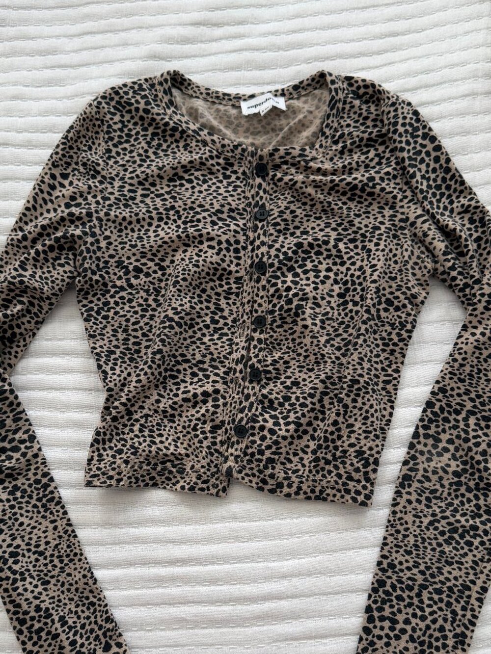 Superdown Leopard Print Button Front Cardigan XXS
